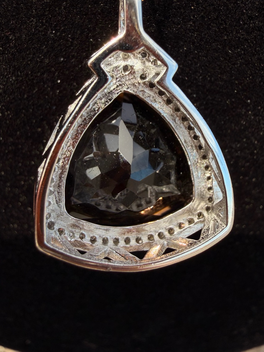 6.66 CTW Smoky Topaz White Sapphire Diamond Necklace 14K Gold Over Silver - Picture 6 of 8